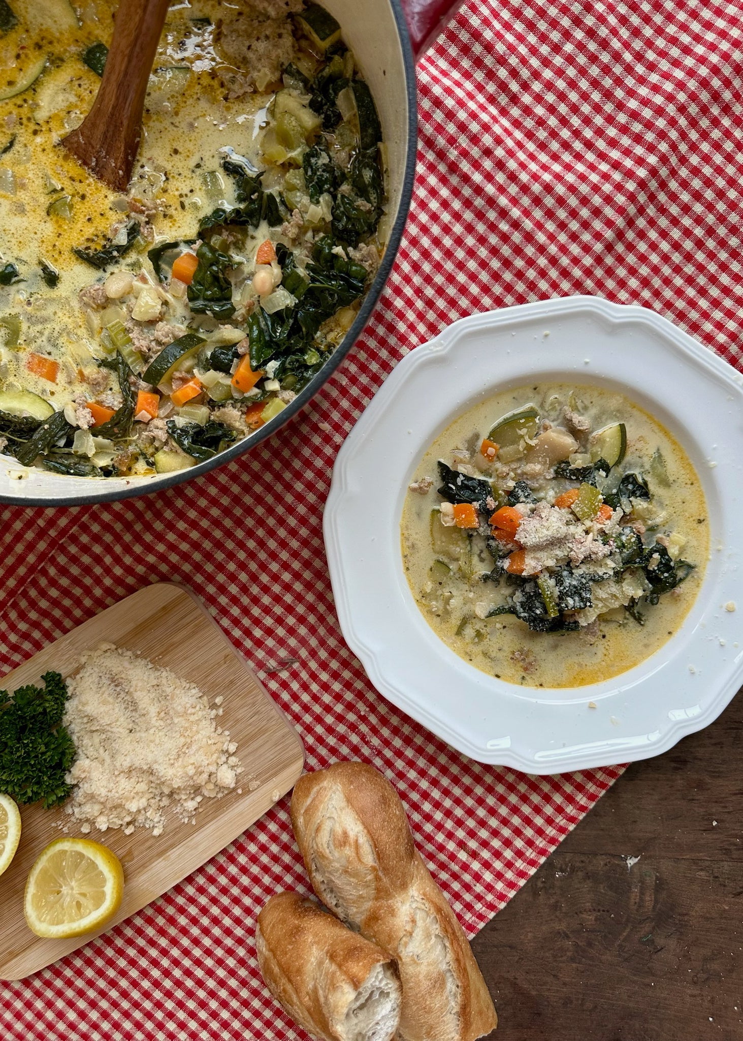 Creamy White Bean and Kale Sausage Soup - Ballerina Farm