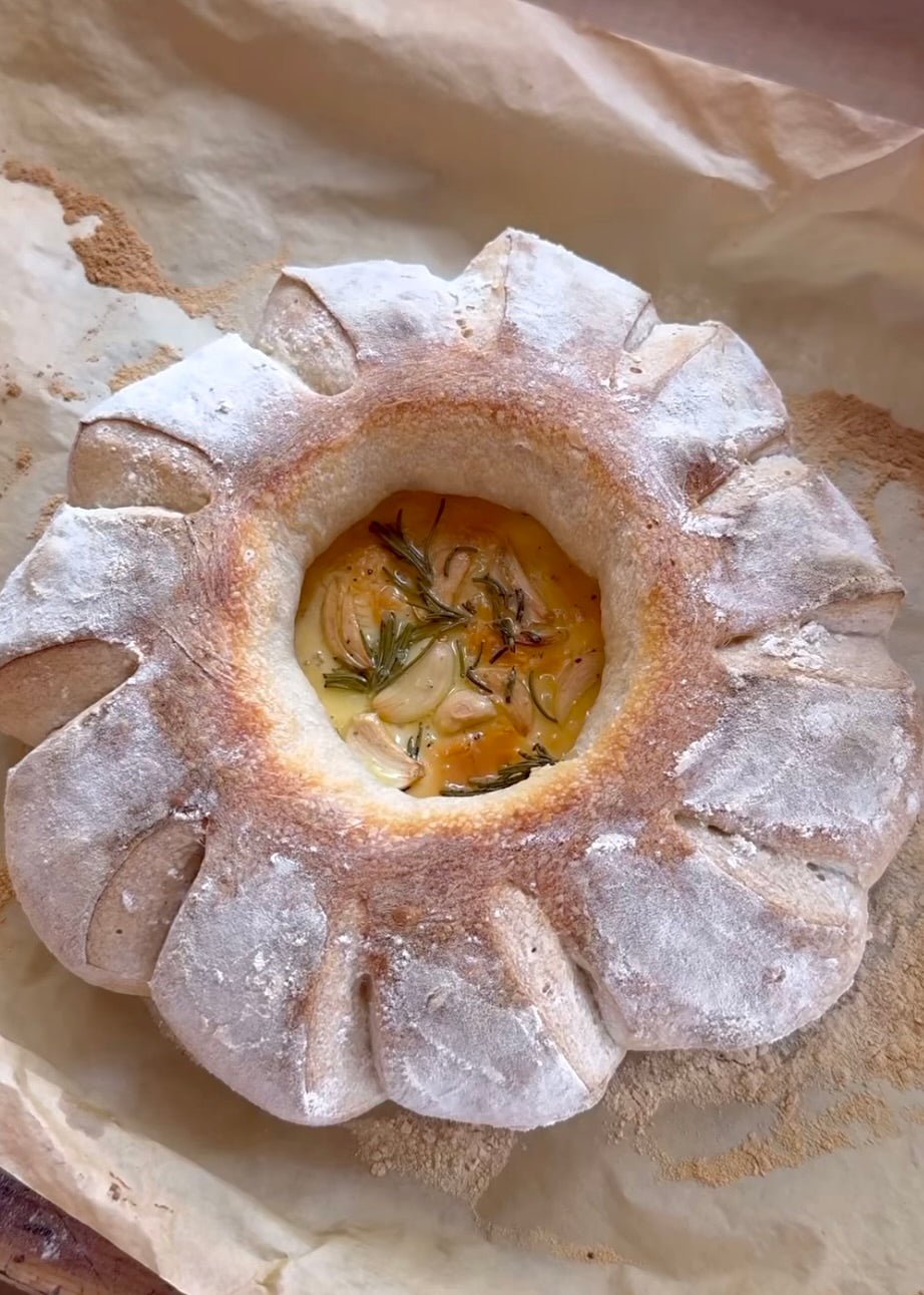 Sourdough Bread Wreath with Brie Filling - Ballerina Farm
